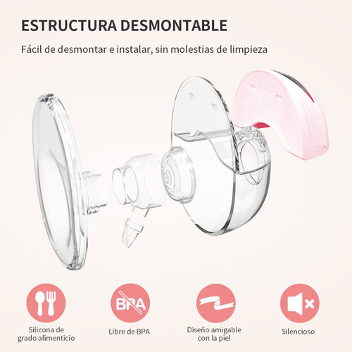 2pcs Extractor De Leche Manos Libres Recargable Con 4 Modos
