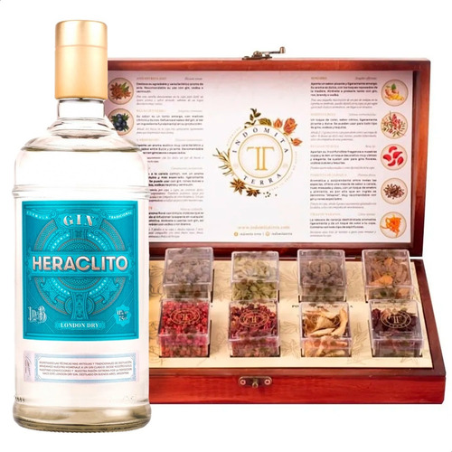 Gin Heraclito London Dry + Estuche Botanicos 10 Indomita 