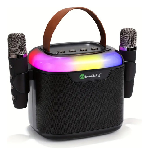 Bocina Karaoke + 2 Micrófonos Inalámbricos Bluetooth Portáti