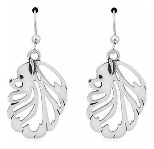 Aretes Anzuelo - Sterling Silver Pomeranian Earrings, Hea