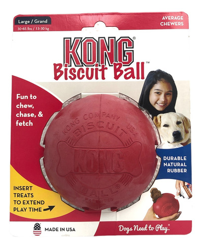  Kong Biscuit Ball Pelota De Juguete Para Perro, Roja Grande