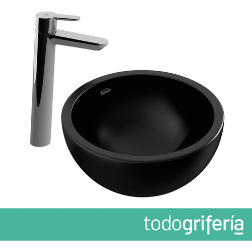 Bacha Baño Ferrum Persis Negra Y Griferia Puelo Monoc Alto