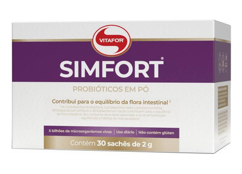 Kit 2x: Simfort Probiótico 5 Espécies 2g Vitafor 30 Sachês