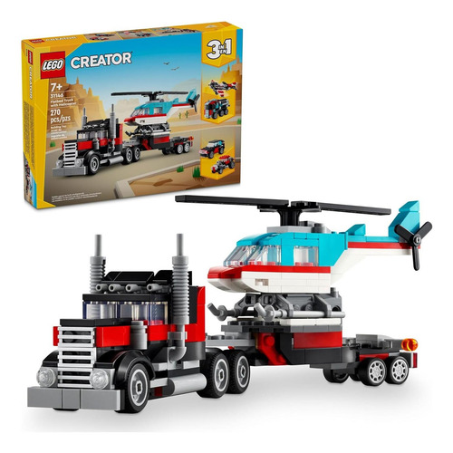 Lego Creator 3 En 1 Camión Plataforma Helicóptero 31146