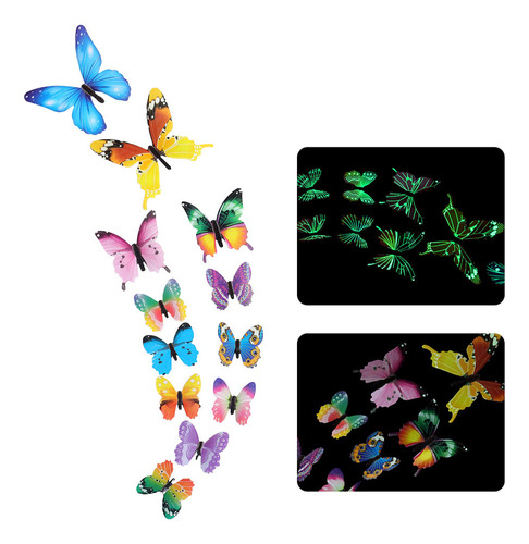 Calcomanías Luminosas Con Diseño De Mariposas En 3d
