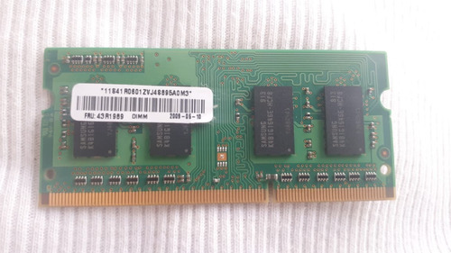 Memoria Ram Ddr 3 1 Gb. Pc3-8500s Samsung Fru 43r1989 Laptop