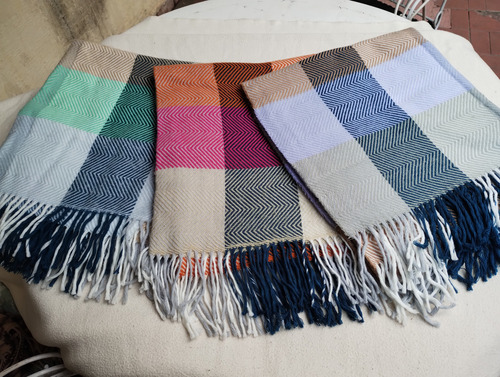 Pashmina Chalina Bufanda Ruana Cashmere Colores Surtidos Varios Cuadrillé 1