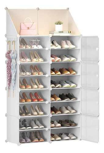 Zapatera Organizador De Zapatos 32 Pares 8 Niveles Armable Color Blanco
