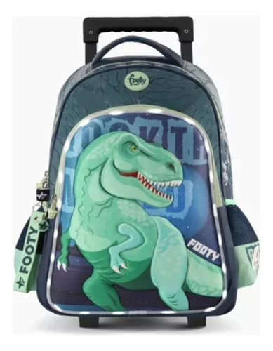 Mochila Carro 18 Footy Dinosaurio T-rex Verde Con Luz Orig