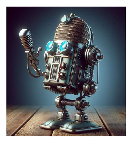 Vinilo 45x45cm Microfono Vintage Robot Radio Musica M2