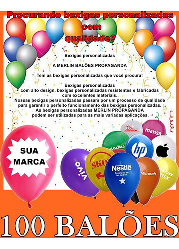 100 Balões N°9 Empresa  Estampa Personalizado Bexiga Logo