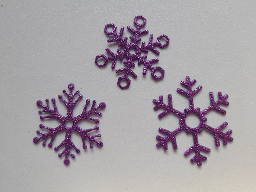 Copos De Nieve Frozen - Goma Eva Glitter (40 U Total) Violeta Copos De Nieve Frozen 4.6 Cm.