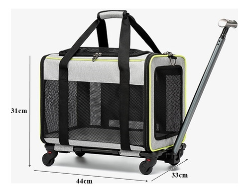 Bolsa Transporte Cães Gatos Pet Com Rodinhas Viagens Passeio Cor Escura