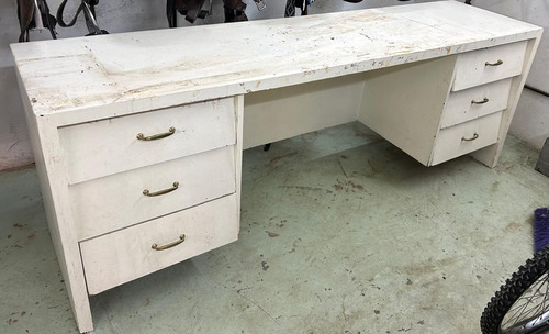 Comoda Escritorio Cajonera De Madera Solido En Color Blanco (Usado)
