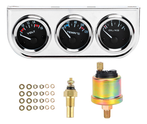 Voltímetro Para Coche M10x1, 52 Mm, 3 En 1, Medidor De Tempe