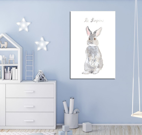 Cuadro 60x90cm Bebe Infantil Recien Nacido Conejo Rabbit