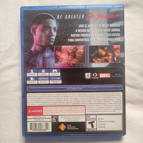 Spider-man Miles Morales / Playstation 4 (Usado)