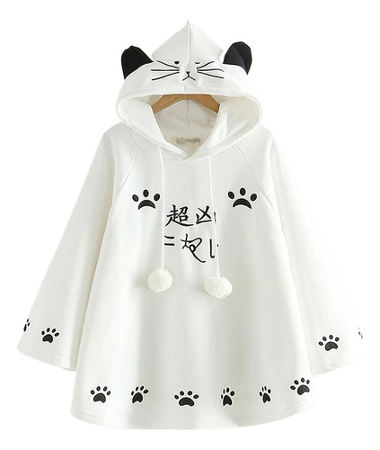 Chaqueta Tipo Poncho Con Capucha Estilo Kawaii Para Niña, Mo