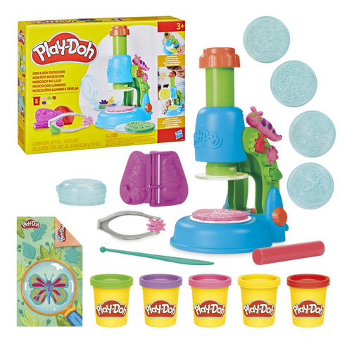 Set De Masas Play Doh Microscopio Luminoso Color Azul