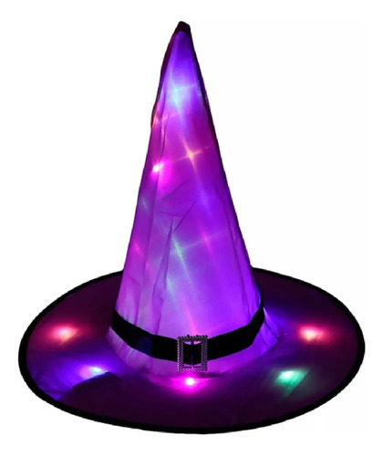 Chapéu De Bruxa Bruxinha Luz Led Halloween Fantasia Enfeite