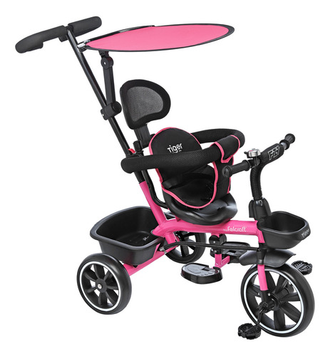 Triciclo Infantil Reforzado Manija Direccional Felcraft Little Tiger Fit Rosa