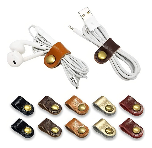 Correas universales de cuero para auriculares, 10 unidades, bridas de alambre, color fix