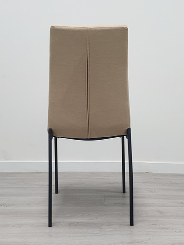 Sillas Comedor Tapizadas En Lino Y Base Negra X 2 Lino Negro Beige