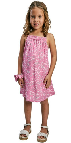 Vestido Estampado De Flores Rosa Holly Land Kids Niña 1010