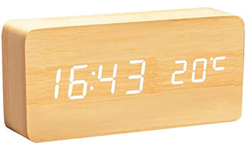 Lancoon Wooden Digital Clock - Multi-function Led Alarm