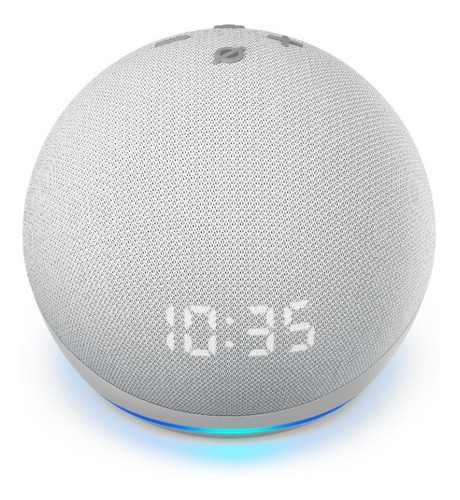 Amazon Echo Dot Echo Dot 4th Gen with clock com assistente virtual Alexa, display integrado - glacier white 110V/240V