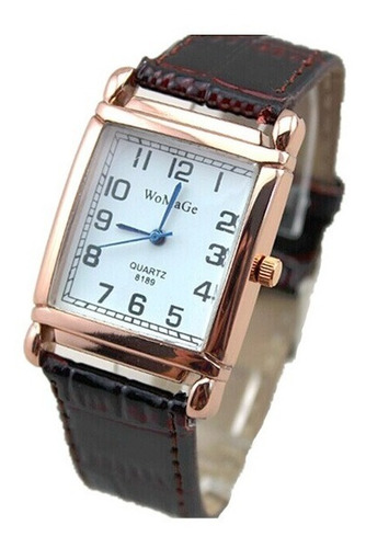 Relógio Retangular Rosê Rg009f Pulseira Marron Promoção!!!