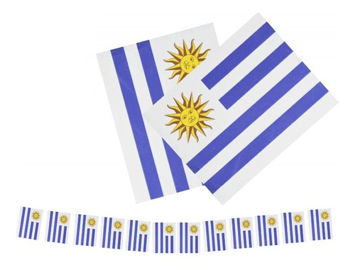 Guía X10 Banderas De Nylon Uruguay 21x14cm 3mts