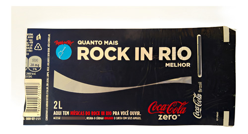 Lt 266 - Rock In Rio Coca-cola Zero 2 Litros Rótulo Original (Usado)
