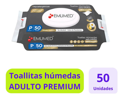 Emumed Premium Toallitas Húmedas Adulto 1x50uds
