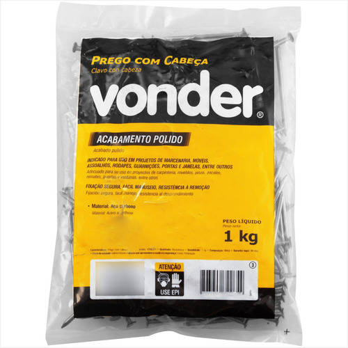 Prego Com Cabeça 16 X 24 (2.1/4 X 12) Polido 1kg - Vonder