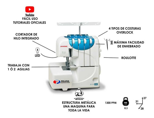 Imagen 2 de 8 de Janome 9110dx + Kit De Tijeras De Regalo + Curso Y Garantía