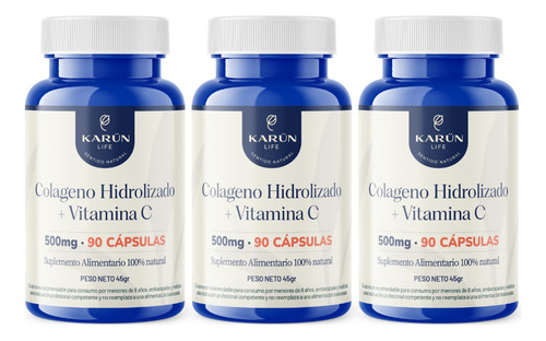 Pack Triple Colageno Hidrolizado + Vit C - 270 Cap