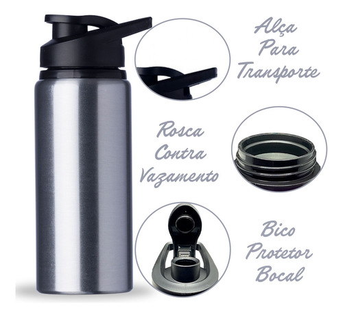 Garrafa Squeeze Para Academia Aço Inox 600ml Antivazamento