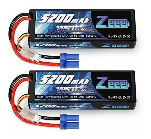 2 Baterias Lipo 7.4v 5200mah 80c 2s Ec5 Plug Zeee