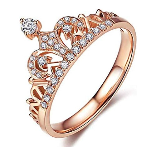 Anillo Exquisito De Corona De Princesa Reina Transparen...