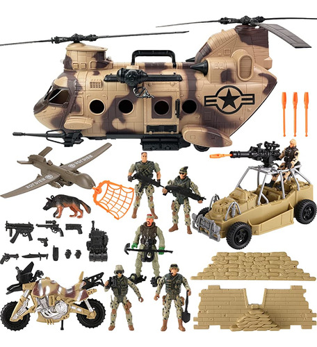 26 Pcs Army Men Helicopter Carrier Toys, Military Soldier Ac