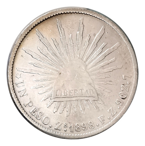 Moneda Un Peso Fuerte Porfiriano Plata Zacatecas Zs Fz 1898