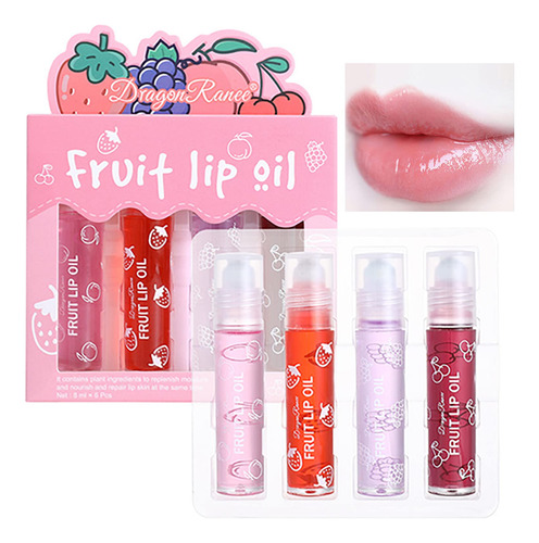 Bekoeen Roll On Lip Gloss Set, 4 Pcs Glossy Lip Make Up Lip.