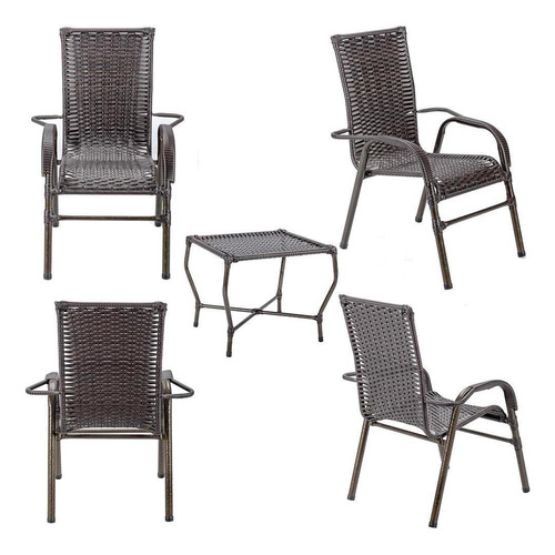 Conjunto Cadeira Poltronas Cadeiras Jogo Varanda Fibra Junco