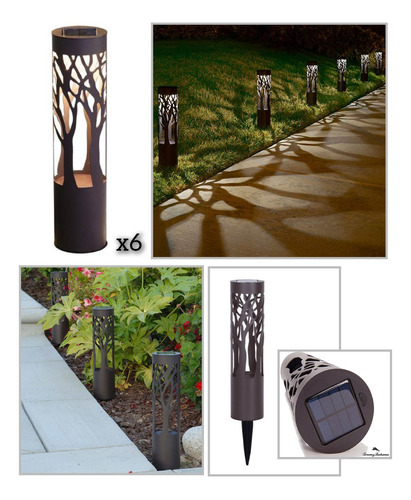 Set X6 Lámpara Led Solar P/ Jardin Camino Exteriores Moderna