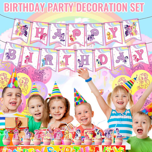 Kit De Decoracion Fiesta Cumpleaños Globos Los Pequeño Pony