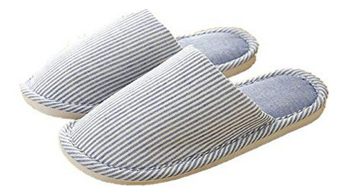 New Striped Linen Comfortable Slippers Women Non-slip Cotton