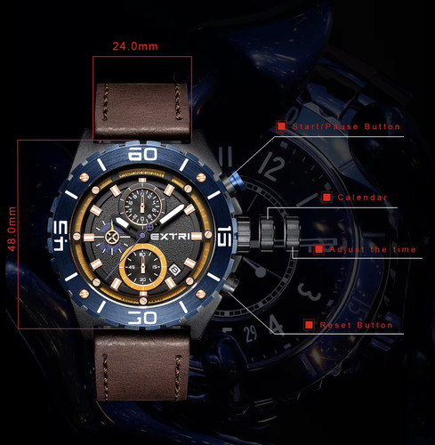 Reloj Acero 48mm Extri Cronos, Id Invicta Casio Citizen (Usado)