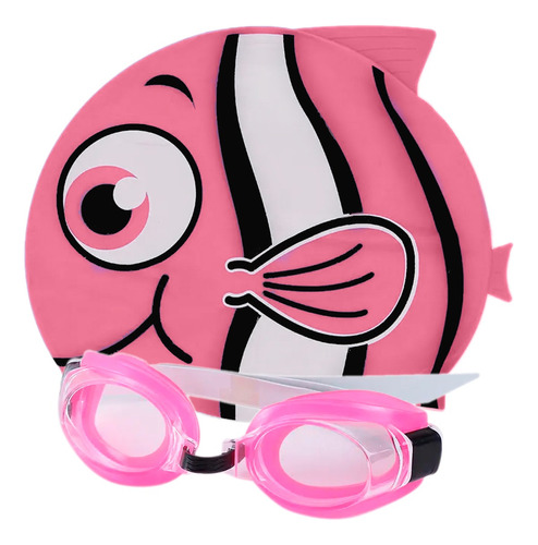 Set Niños Natación Kit Gafas + Gorro Pez Silicona