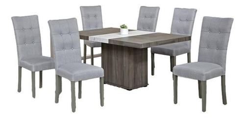 Antecomedor 6 Sillas Noria Gris Këssa Muebles